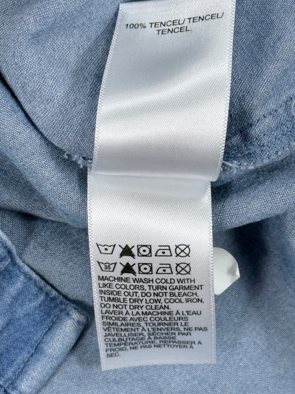 Lucky Brand Split Back Tencel Chambray Button Down Shirt Blue Small EUC - Picture 5 of 7